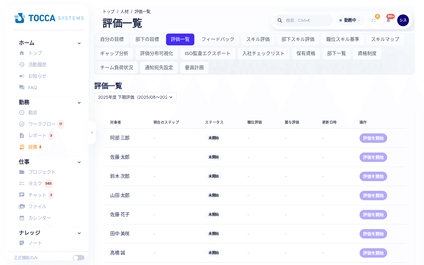 評価一覧