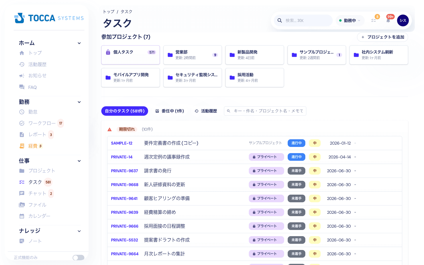 自分のタスク