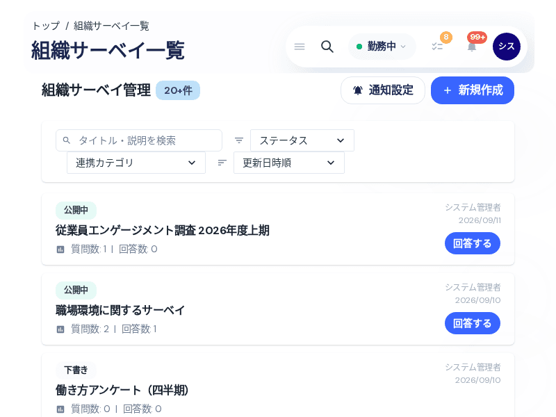 組織サーベイ一覧